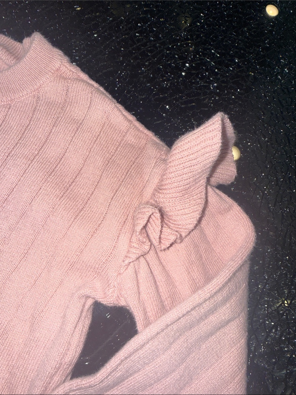 Carter's Dusty Pink Ribbed Crewneck Sweater with Ruffle Sleeves - Picture 3 of 3